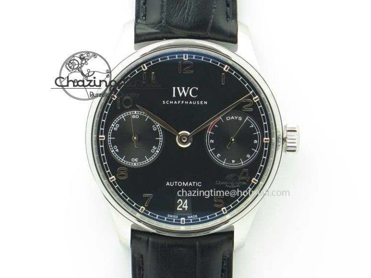 MIROTIME 0424 Effortless Portuguese IW544404 SS White Dial On Black Leather Strap A 7257